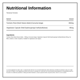 Terranova Turmeric Root 350mg — nutrition information panel, generated from the pack