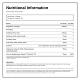 Terranova Zinc 15mg Complex — nutrition information panel, generated from the pack