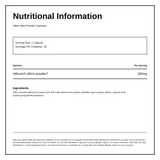 Allicin Max 30 Veg Caps — nutrition information panel, generated from the pack