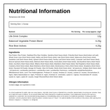 Terranova Life Drink — nutrition information panel, generated from the pack