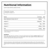 Sambucol Sambucol Menthol Gummies — nutrition information panel, generated from the pack