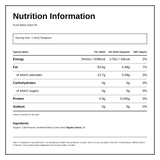 Fushi Wellbeing Black Seed Oil Organic — nutrition information panel, generated from the pack