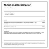 Viridian High Potency Rhodiola Rosea Root Extract Capsules — nutrition information panel, generated from the pack