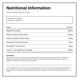 Terranova NextGen QuerceSol™ Quercetin Complex — nutrition information panel, generated from the pack