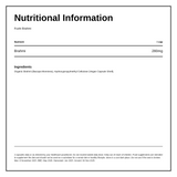 Fushi Wellbeing Brahmi Capsules Organic 60 Veg Caps — nutrition information panel, generated from the pack