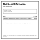 Viridian Organic Maca Extract 60 caps — nutrition information panel, generated from the pack