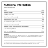 Terranova Lutein 20mg — nutrition information panel, generated from the pack