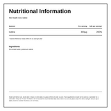 KIKI Health Ionic Iodine Liquid Concentrate — nutrition information panel, generated from the pack