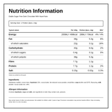 Diablo Sugar Free Dark Chocolate & Hazelnut — nutrition information panel, generated from the pack