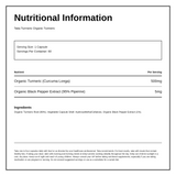 Taka Organic Turmeric & Black Pepper Extractule — nutrition information panel, generated from the pack