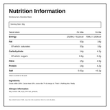 Montezumas Chocolate Absolute Black 100% Cocoa with Coco Nibs and Orange — nutrition information panel, generated from the pack