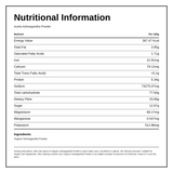 AUSHA Organic Ashwagandha Powder — nutrition information panel, generated from the pack
