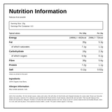 Naturya Organic Acai Powder — nutrition information panel, generated from the pack
