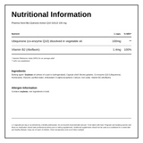 Bio-Quinone Q10 Gold 100mg Capsules — nutrition information panel, generated from the pack