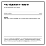 New Leaf Products Charcoal Capsules — nutrition information panel, generated from the pack
