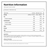 Diablo Sugar Free Dark Chocolate Bar — nutrition information panel, generated from the pack