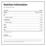 Just Natural Organic Maca Powder — nutrition information panel, generated from the pack