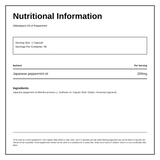 Obbekjaers Extra Strength OAD Oil of Peppermint Capsules — nutrition information panel, generated from the pack