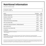 Natroceutics Activated B-Complex 30 caps — nutrition information panel, generated from the pack