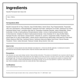 Naturtint Permanent Hair Colourant Ebony Black 1N 170ml — ingredients (INCI) panel, generated from the pack