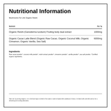 Mushrooms 4 Life Organic Reishi Cacao Latte — nutrition information panel, generated from the pack