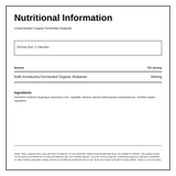Living Nutrition Organic Fermented Shatavari — nutrition information panel, generated from the pack