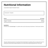 Living Nutrition Organic Fermented Turmeric — nutrition information panel, generated from the pack