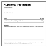 Living Nutrition Organic Fermented Rhodiola — nutrition information panel, generated from the pack