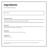 Mistry's Potenised® Massage Balm — ingredients (INCI) panel, generated from the pack