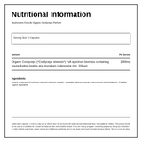 Mushrooms 4 Life Organic Cordyceps capsules — nutrition information panel, generated from the pack