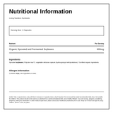 Living Nutrition Organic Fermented Symbiotic Capsules — nutrition information panel, generated from the pack