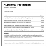 Organic Myco Synergy Capsules — nutrition information panel, generated from the pack