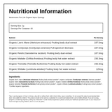 Mushrooms For Life Organic Myco Synergy Powder — nutrition information panel, generated from the pack