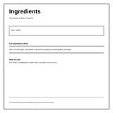 Mistry Thuja Tincture — ingredients (INCI) panel, generated from the pack