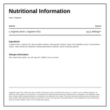 NOW Foods, L-Arginine, 1,000 mg — nutrition information panel, generated from the pack