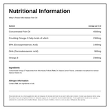 Wiley's Finest Peak Omega-3 Liquid — nutrition information panel, generated from the pack