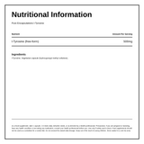 Pure Encapsulations l-Tyrosine 500mg — nutrition information panel, generated from the pack