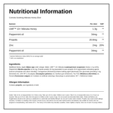 Comvita Manuka Honey & Propolis Herbal Elixir — nutrition information panel, generated from the pack