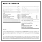 Natures Plus His Journey Once Daily Multi — nutrition information panel, generated from the pack