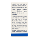 Weleda Cantharis 30C - 125 tabs by Weleda Natural Remedies — cooking instructions side panel, studio product photo on white background