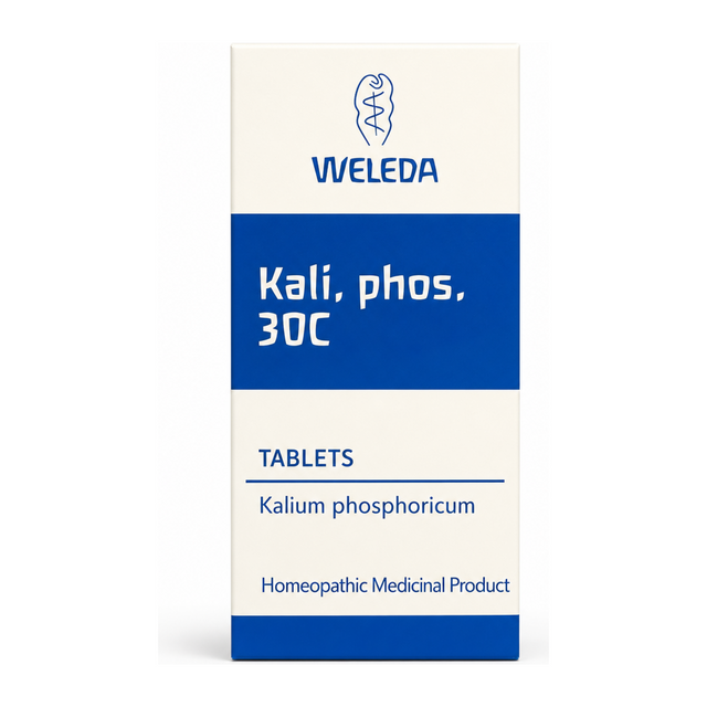Weleda Kali Phos 30C - 125 tabs by Weleda Natural Remedies — front view showing product label and branding, studio product photo on white background
