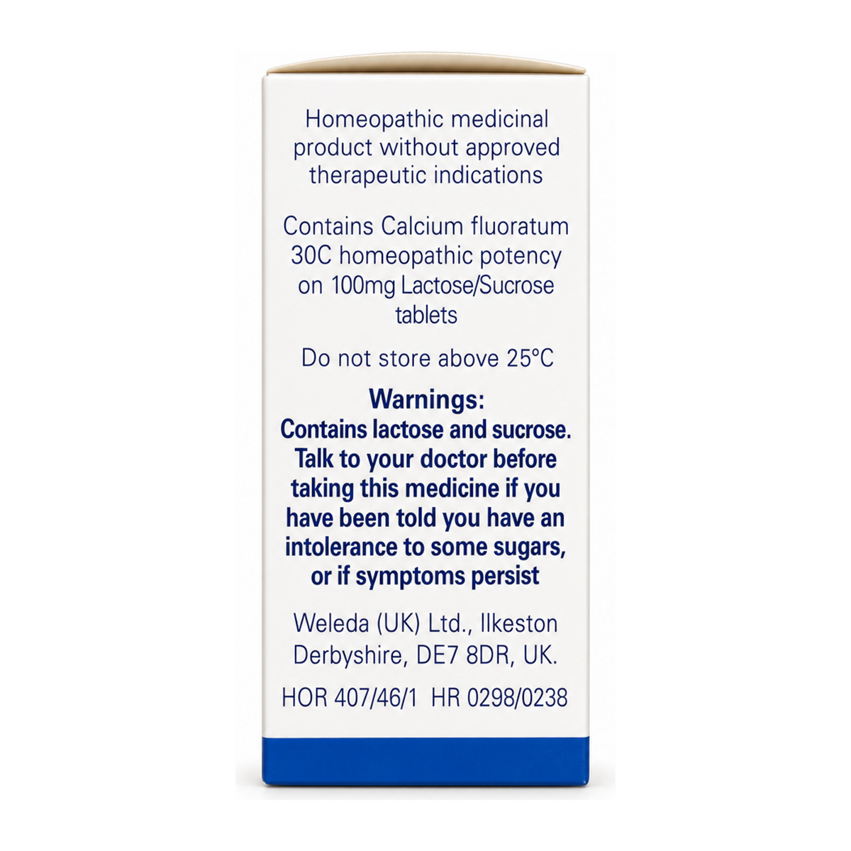 Weleda Calc Fluor 30C by Weleda Natural Remedies — back view showing ingredients and product details, studio product photo on white background