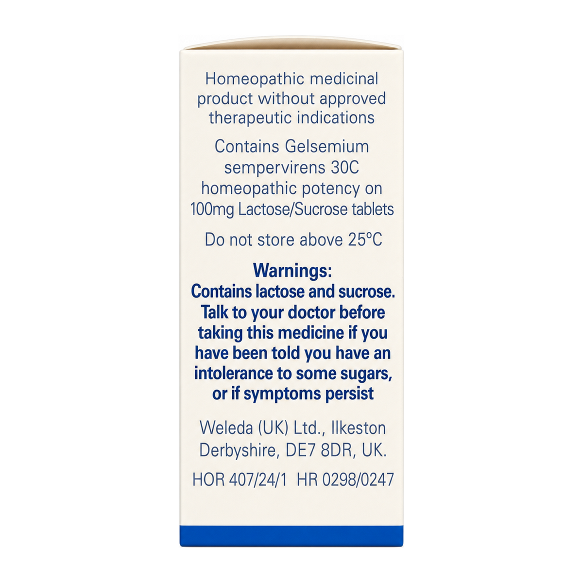 Weleda Gelsemium 30C - 125 tabs by Weleda Natural Remedies — ingredients side panel, studio product photo on white background