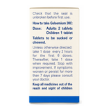 Weleda Gelsemium 30C - 125 tabs by Weleda Natural Remedies — cooking instructions side panel, studio product photo on white background