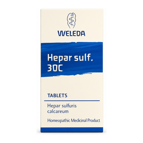 Weleda Hepar Sulph 30C - 125 tabs by Weleda Natural Remedies — front view showing product label and branding, studio product photo on white background