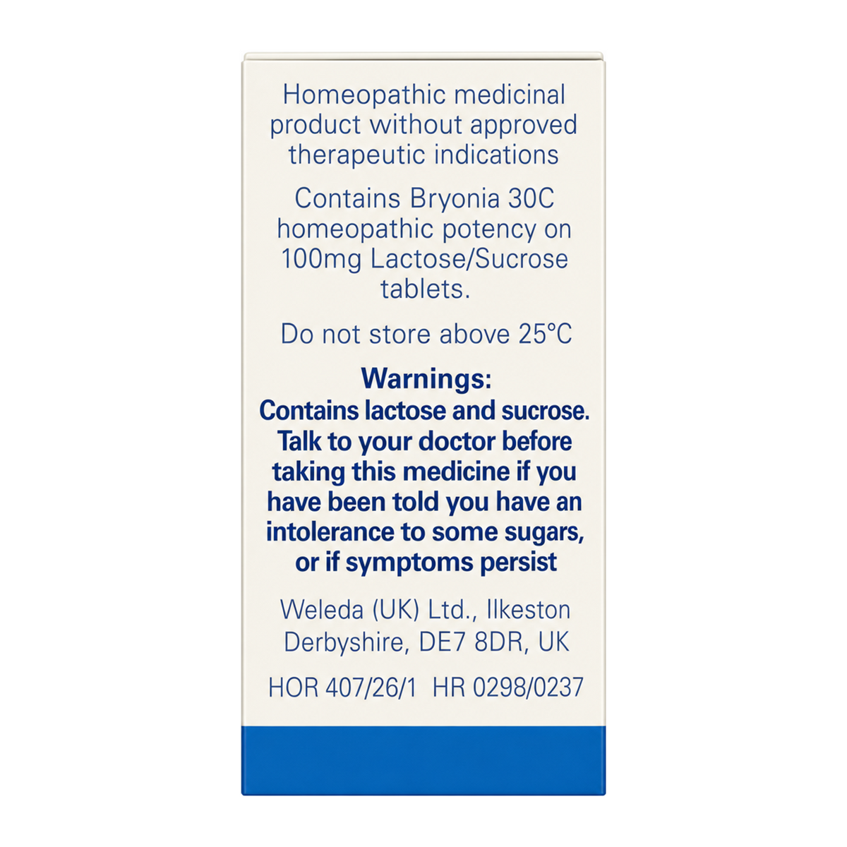 Weleda Bryonia 30C - 125 tabs by Weleda Natural Remedies — ingredients side panel, studio product photo on white background