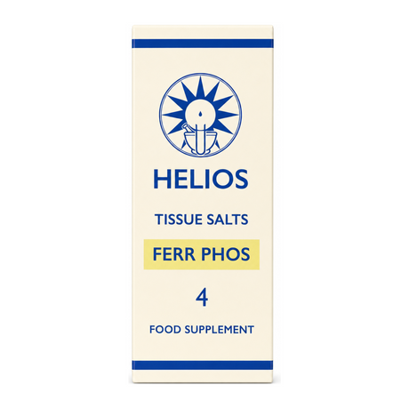Helios Tissue Salt No. 4 Ferr Phos by Helios Natural Remedies — front view showing product label and branding, studio product photo on white background