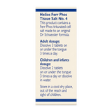 Helios Tissue Salt No. 4 Ferr Phos by Helios Natural Remedies — back view showing ingredients and product details, studio product photo on white background