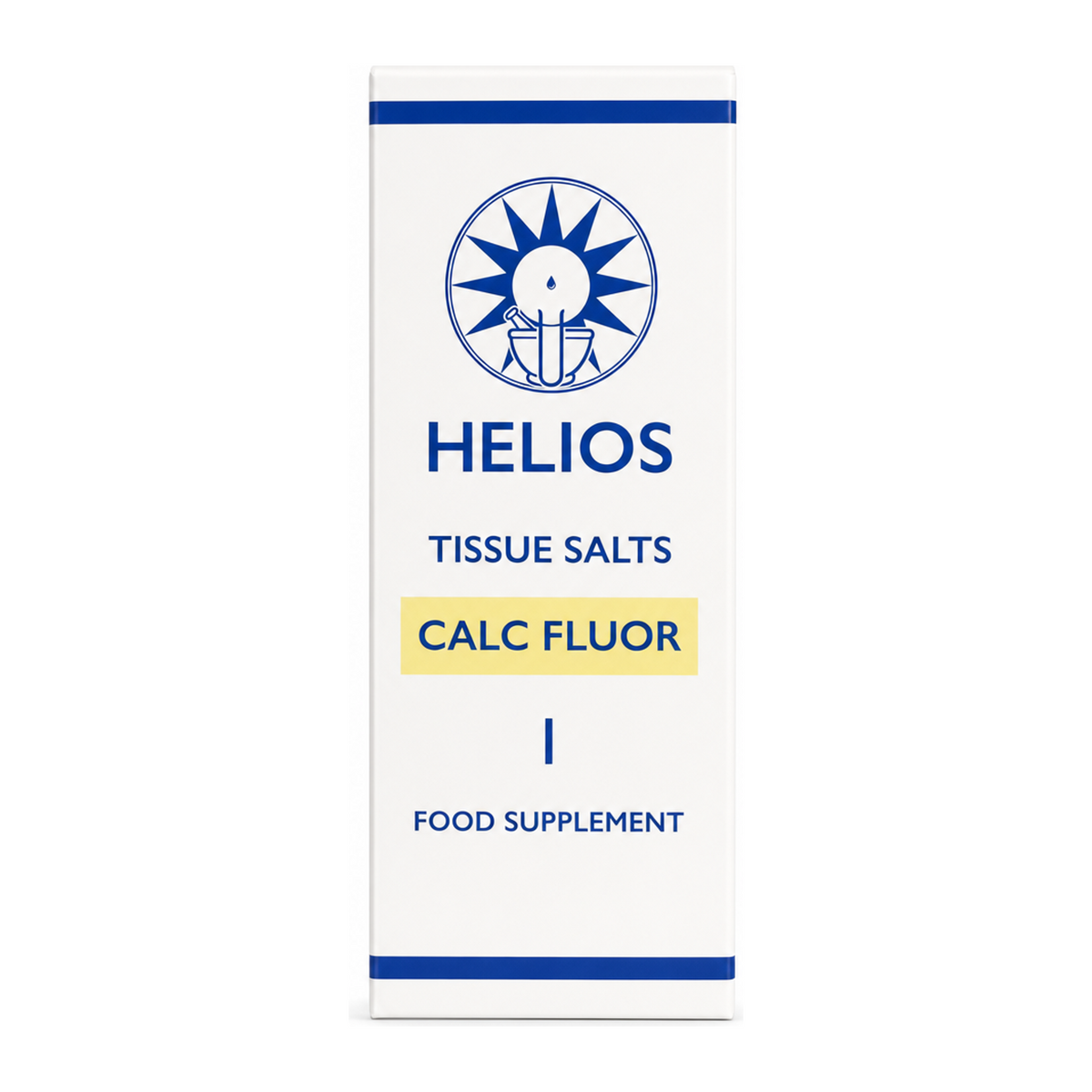 Helios Tissue Salts No 1 Calc Fluor by Helios Natural Remedies — front view showing product label and branding, studio product photo on white background