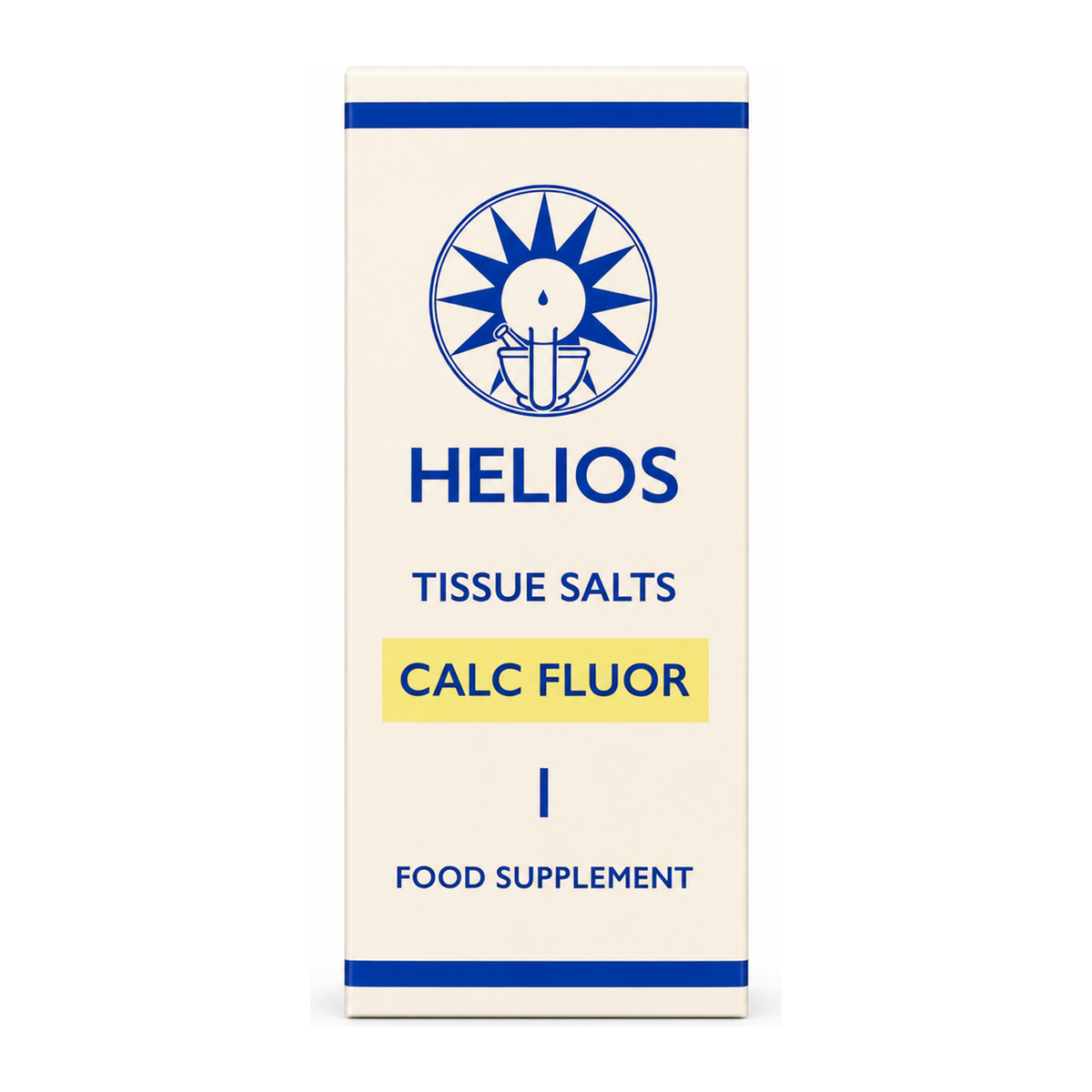 Helios Tissue Salts No 1 Calc Fluor by Helios Natural Remedies — front view showing product label and branding, studio product photo on white background